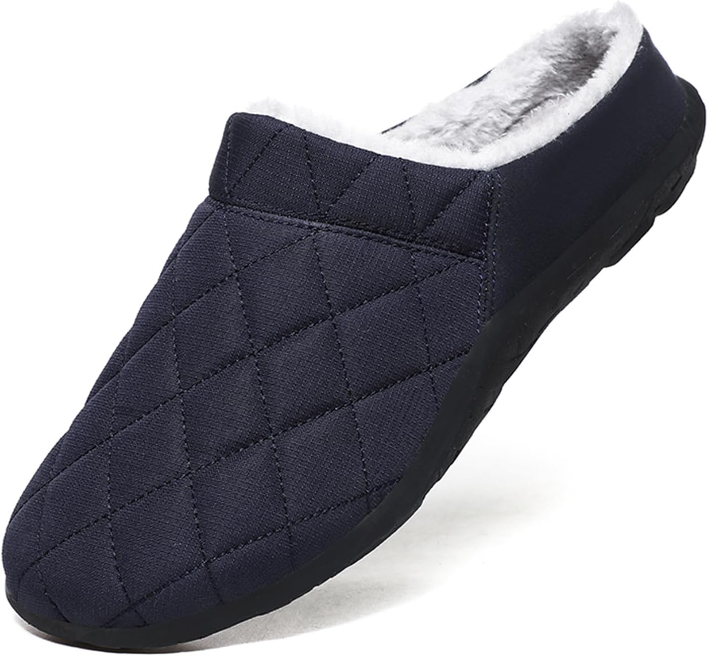 

Мужские уютные тапочки с мемори-пеной и пушистой подкладкой, имитирующей шерсть, для дома и улицы, можно стирать, без застежек Abborora, синий