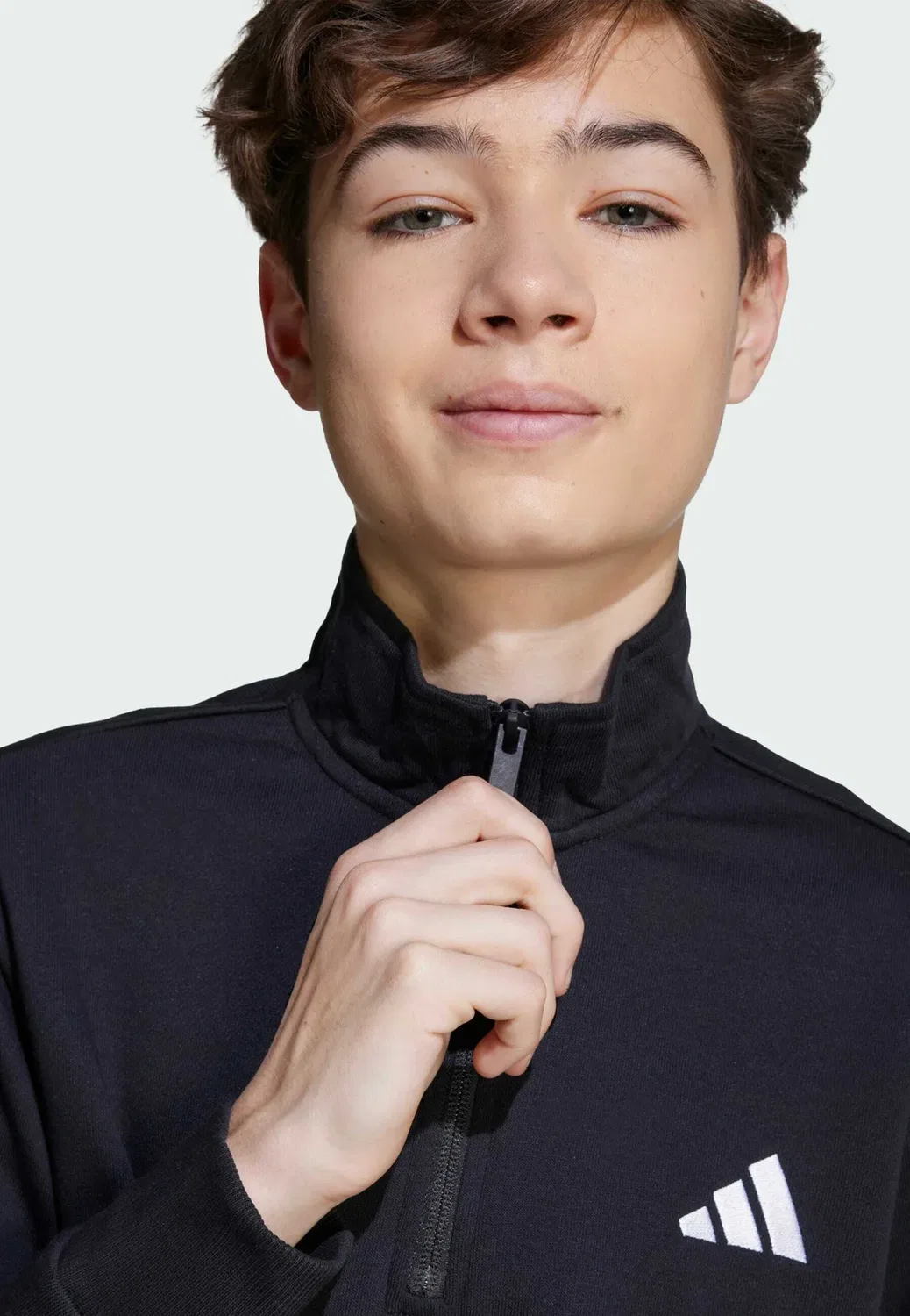 Детская толстовка Essentials с застежкой-молнией до середины груди, унисекс Adidas Sportswear, Black White — фото 4