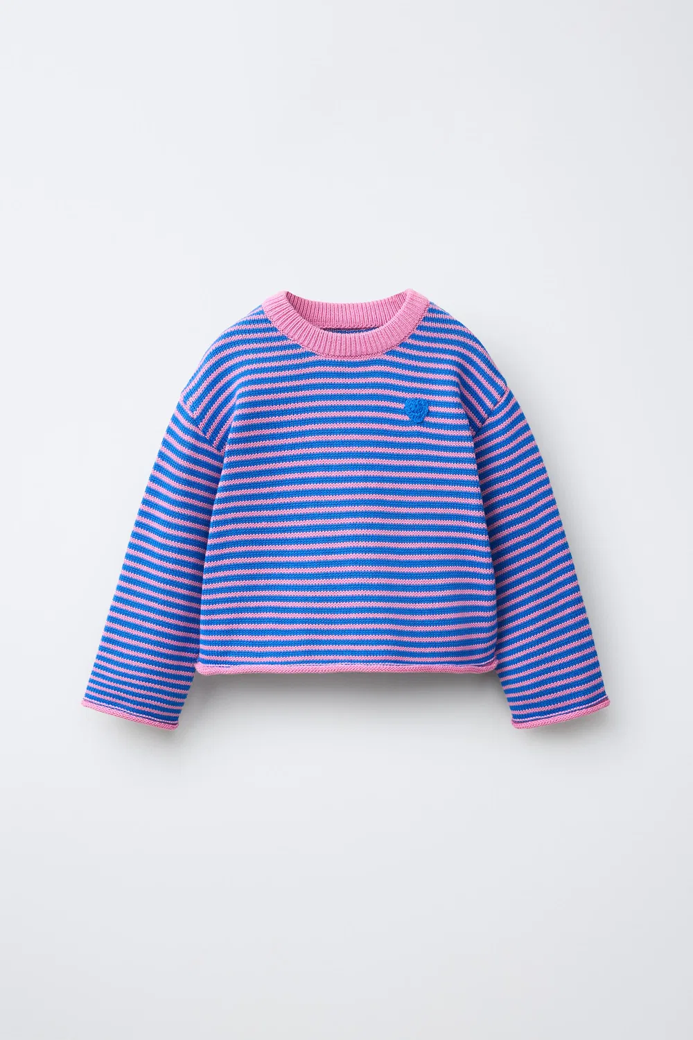 Вязаный джемпер в полоску с вышитым сердечком. ZARA, Multicoloured