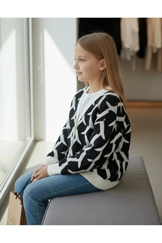 Детский кардиган для девочек с принтом Minimoda Kids, Ecru — фото 3