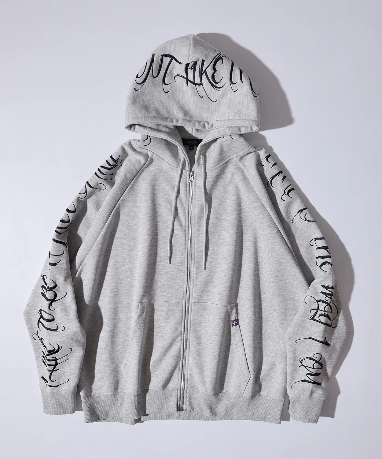 Детский худи с длинным рукавом без принта, с вышивкой, модель Sleeve Embroidered Full-Zip Hoodie RE730, Gray — фото 4