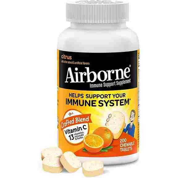 

Комплекс с витамином С для иммунной поддержки Airborne Vitamin C 1000 мг Citrus Flavor, 200 таблеток