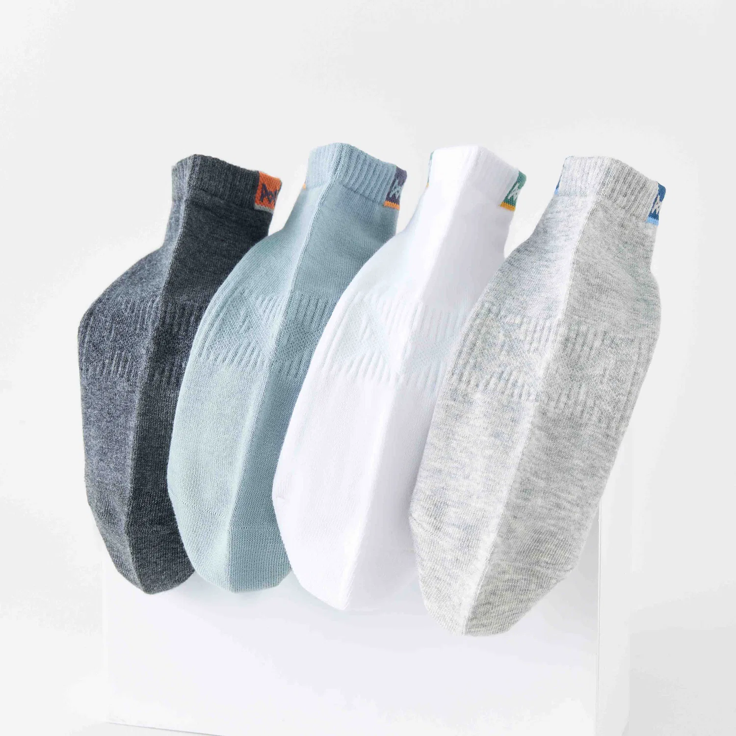 Детские носки-невидимки 5 пар с принтом, Ankle Socks Unisex, MIIOW, White+Light Gray+Green+Dark Gray+Black — фото 4