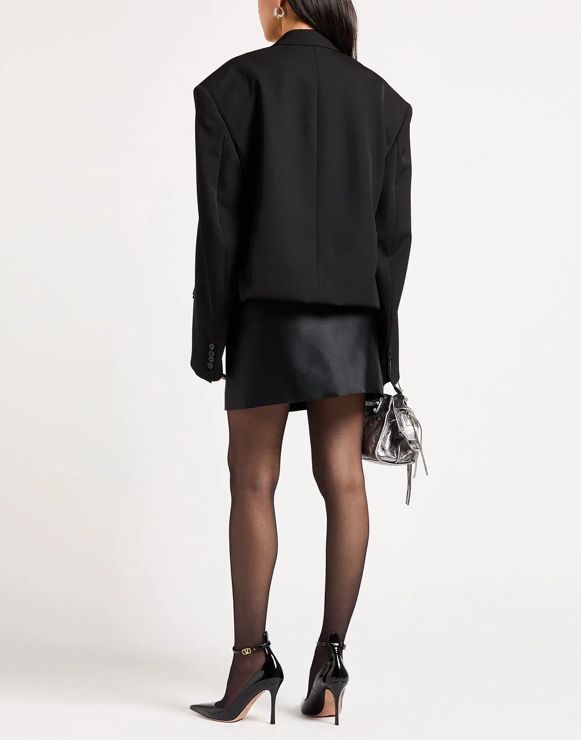 Женский двубортный пиджак шерстяной Balenciaga, черный — фото 3