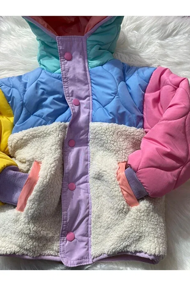 Детское пальто для девочек плюшевое Mayakids, Multicolor — фото 3