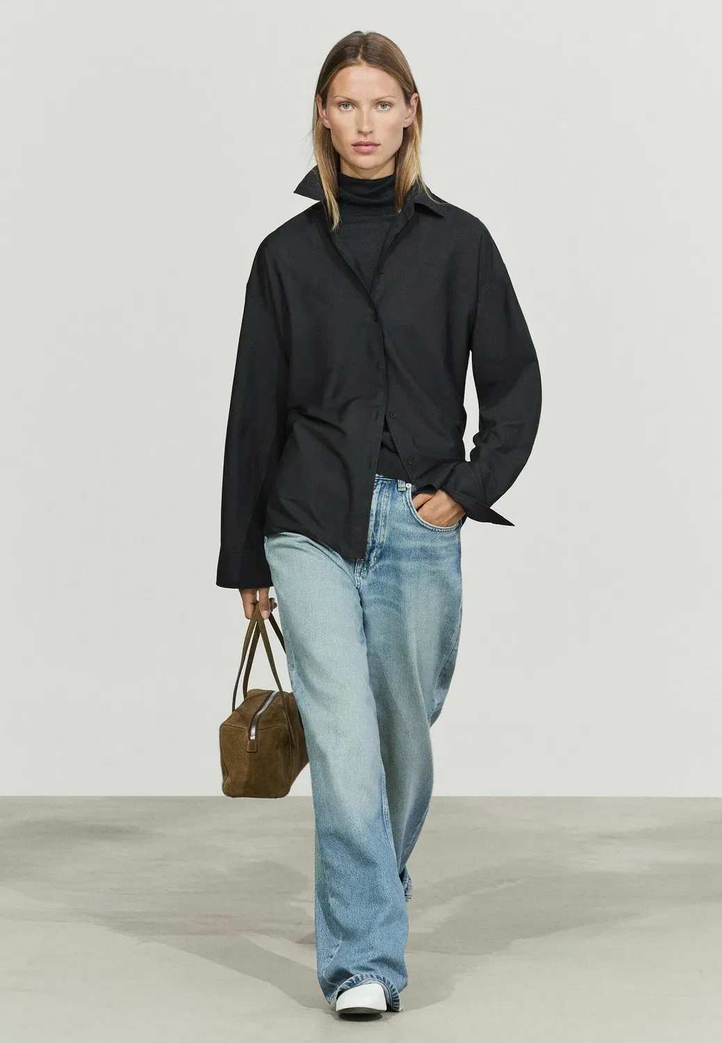 Блузка на пуговицах Massimo Dutti, Black