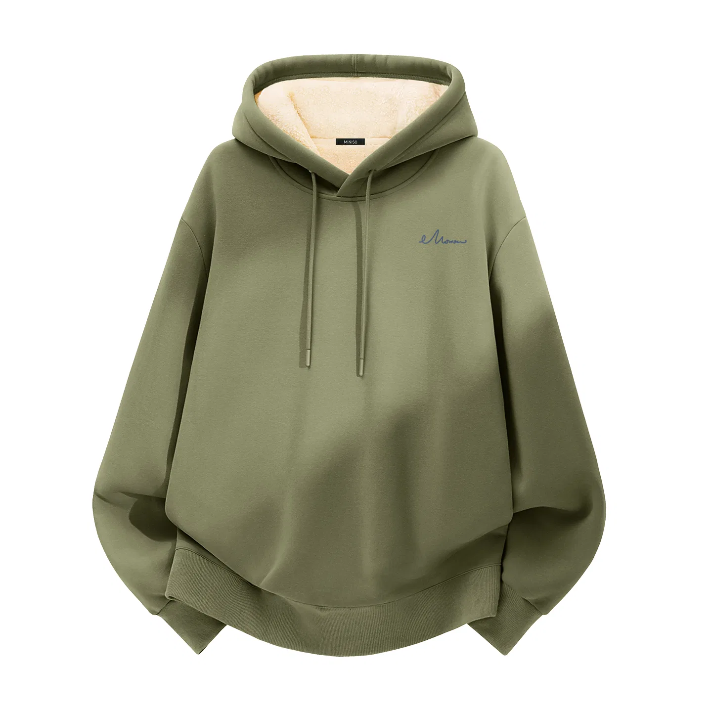 Детский худи на молнии с капюшоном MINISO, Thermal Fleece-Lined Gray Pea Green