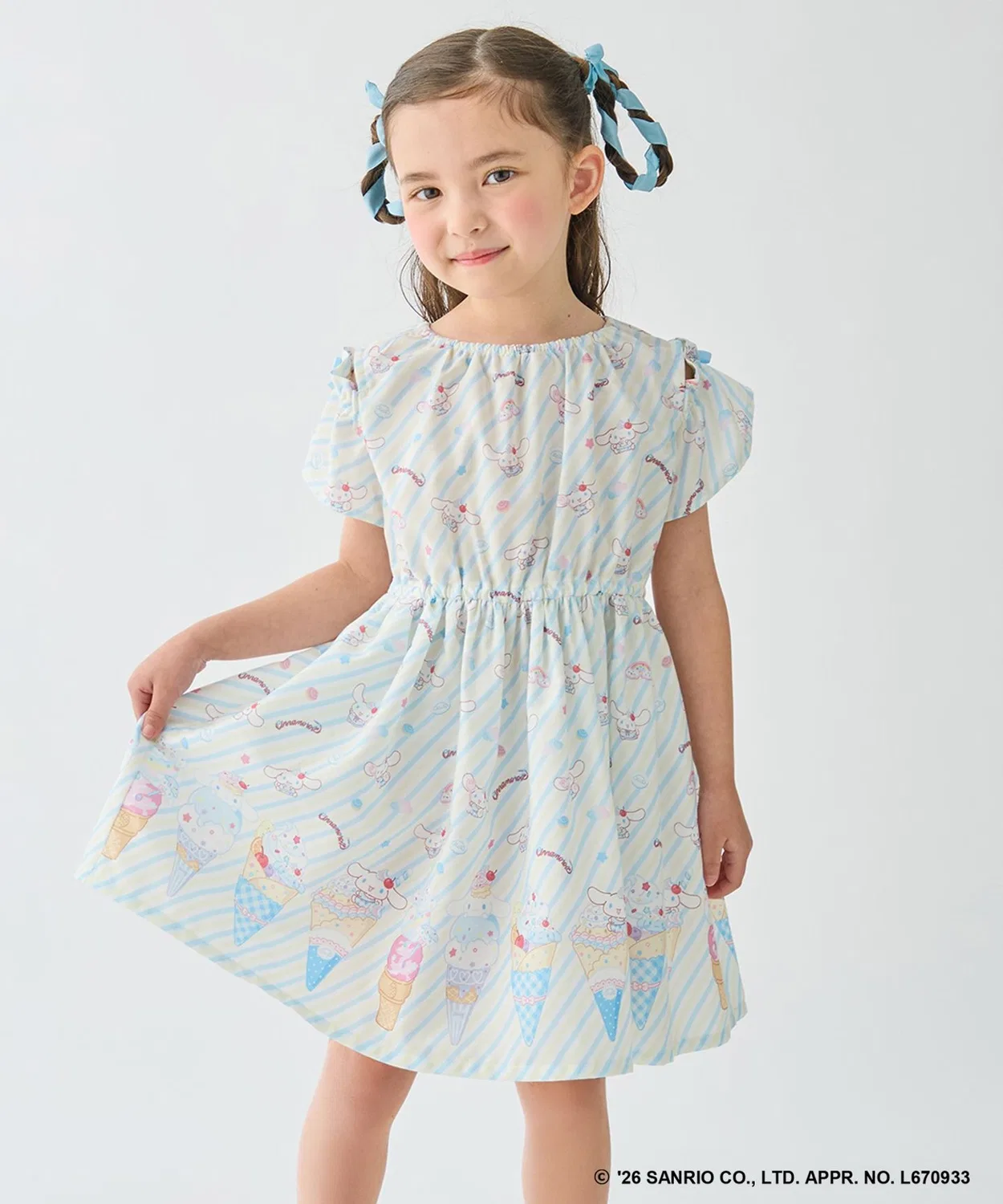 Детское платье для девочек без рукавов с принтом Sanrio Characters x ANY KIDS 2WAY Fancy Sanrio, Sax Blue