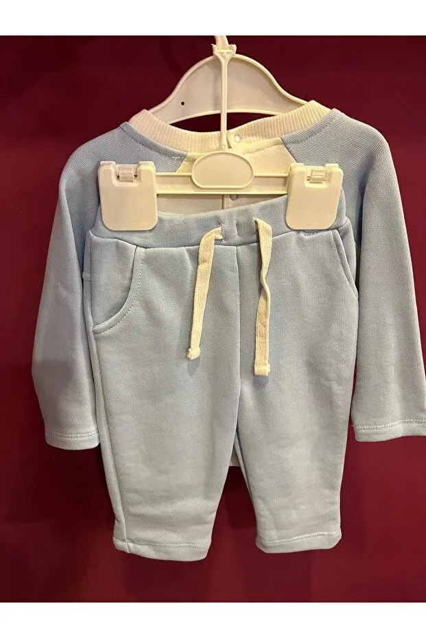 Детский комплект из свитшота и брюк с принтом Dog Face Embroidered Baby Pjs, Multicolor — фото 2