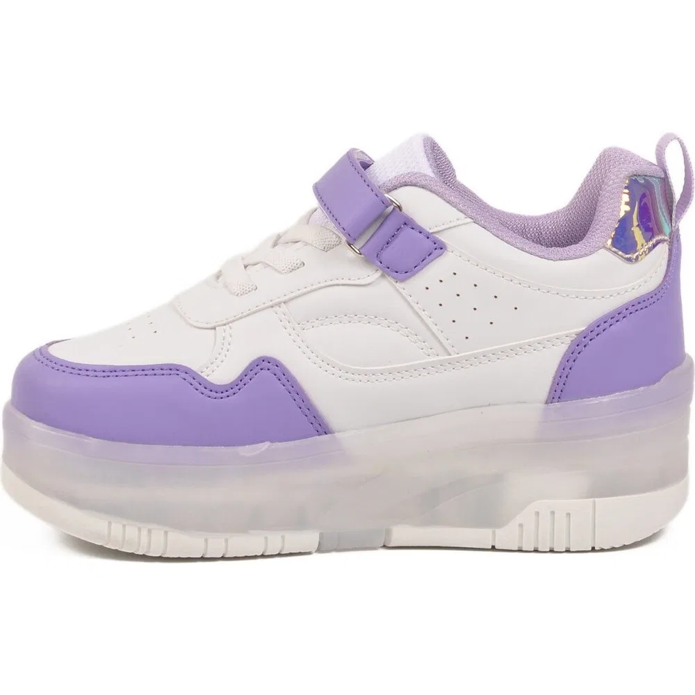 Детские спортивные кроссовки для девочек с подсветкой и липучками White Purple Glow F Rocky — фото 4