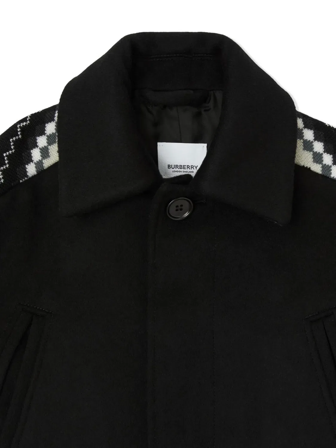 Кашемировое пальто с узором Fair Isle Burberry, черный — фото 2