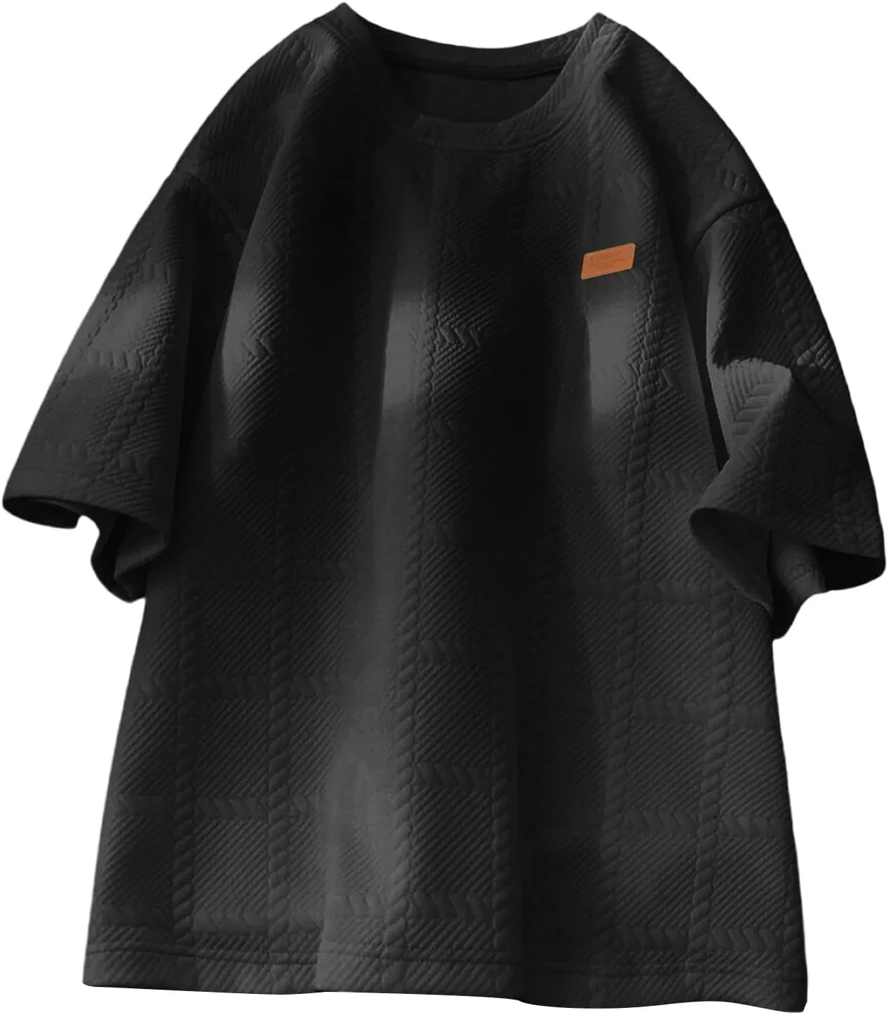 Мужская футболка свободного кроя с текстурой, Black
