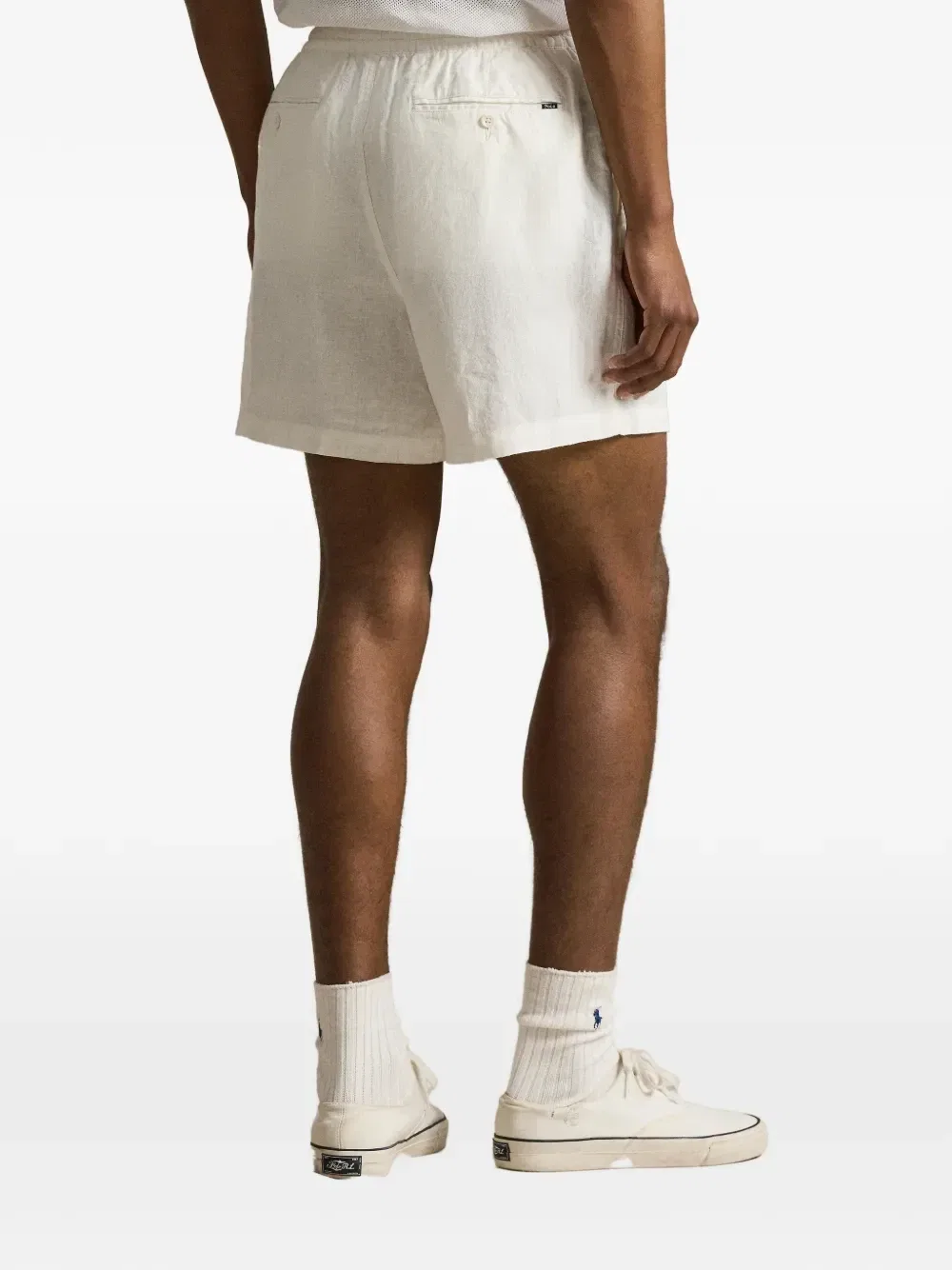 Льняные шорты с кулиской из коллаборации с Wimbledon Polo Ralph Lauren, белый — фото 4