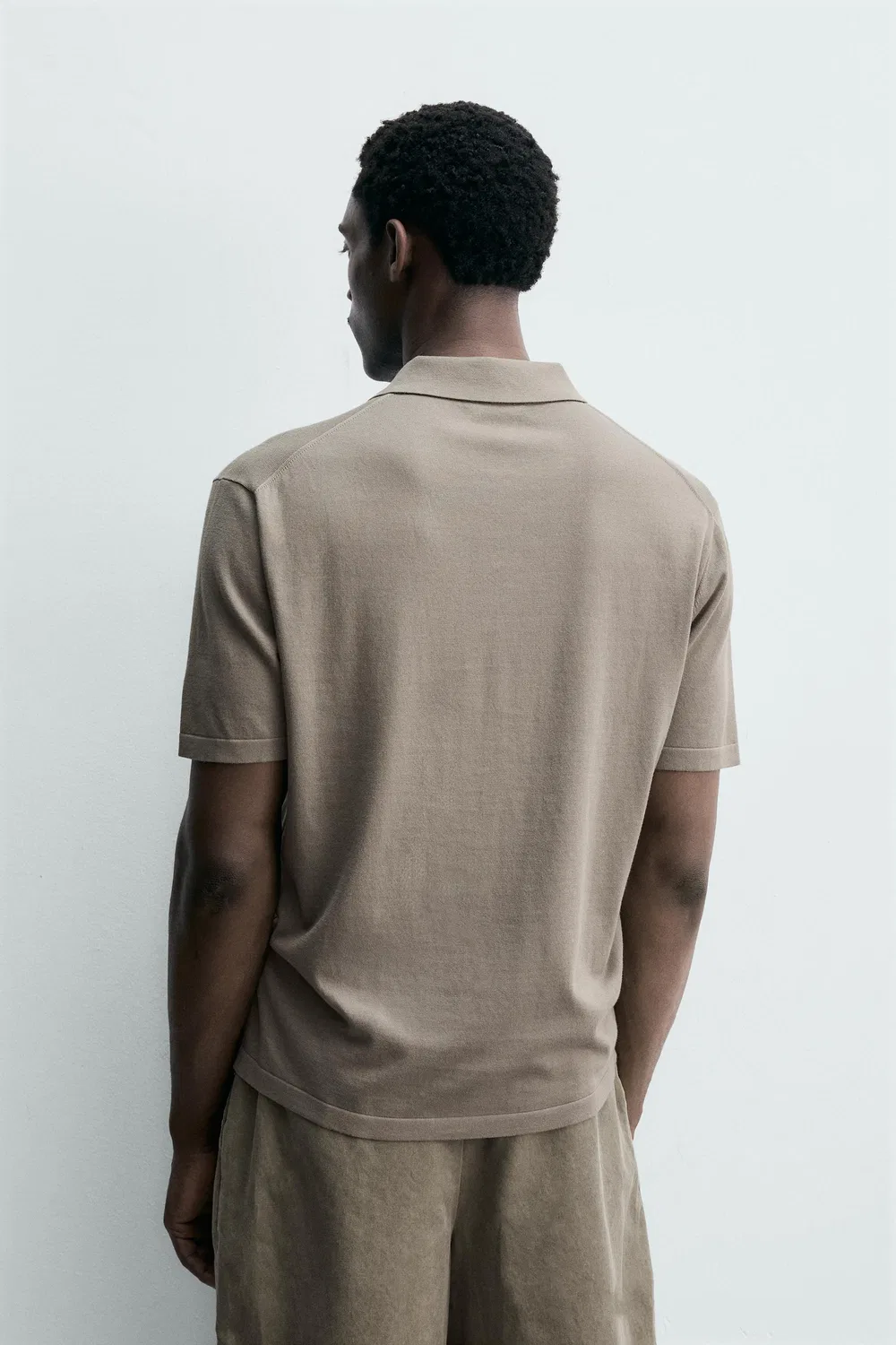 Поло из трикотажа из хлопковой смеси, стандартного кроя ZARA, Washed Green — фото 3