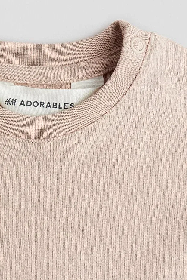 Детское хлопковое платье-футболка H&M, Light Dusty Pink — фото 2