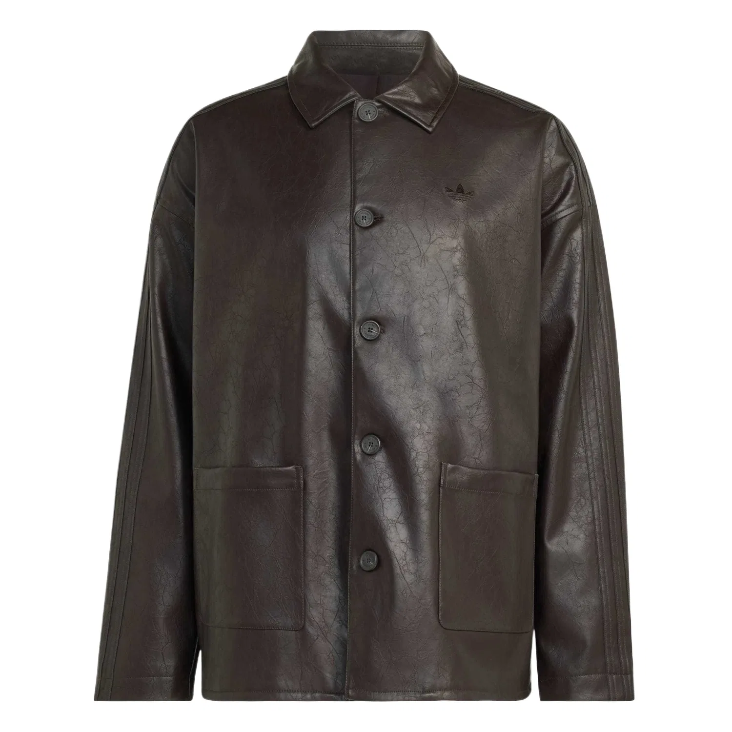 Кожаная куртка унисекс с воротником Adidas Originals, Night Brown