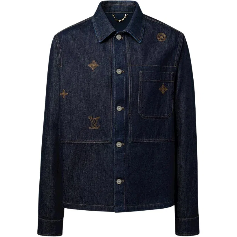 Мужская джинсовая куртка с монограммой Louis Vuitton, Blue