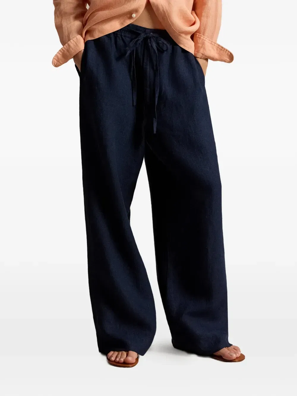 Льняные брюки с кулиской Polo Ralph Lauren, синий — фото 3