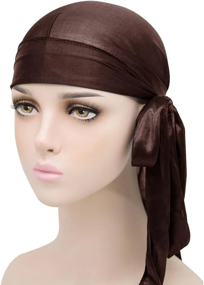 Шапочка для душа с длинным хвостом, Blausky, 2 шт, Сатиновая, 50 см, Coffee Colour — фото 2