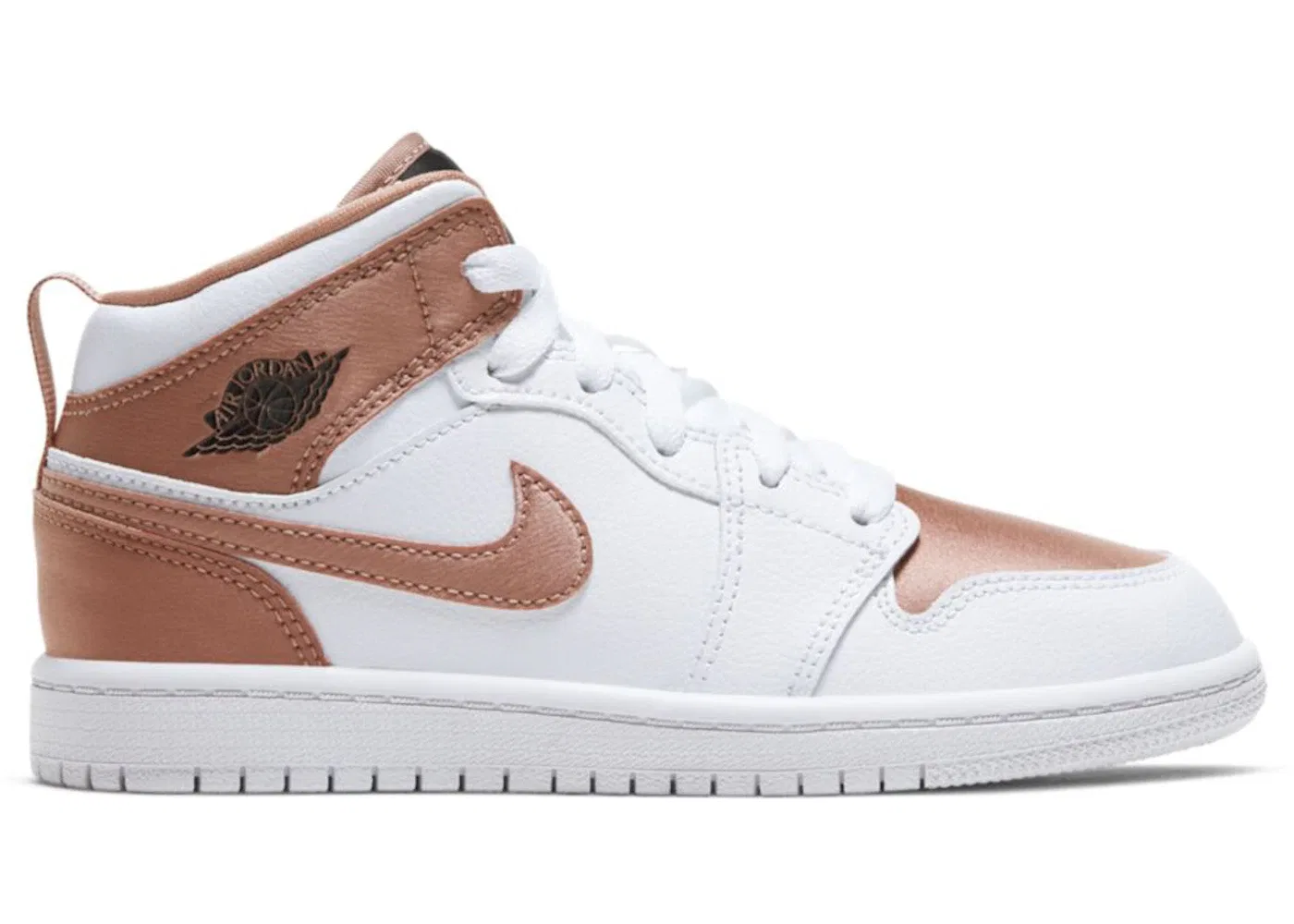 Детские кроссовки с высоким верхом Jordan 1 Mid White Rose Gold (PS) Jordan, White/Rose Gold/Black