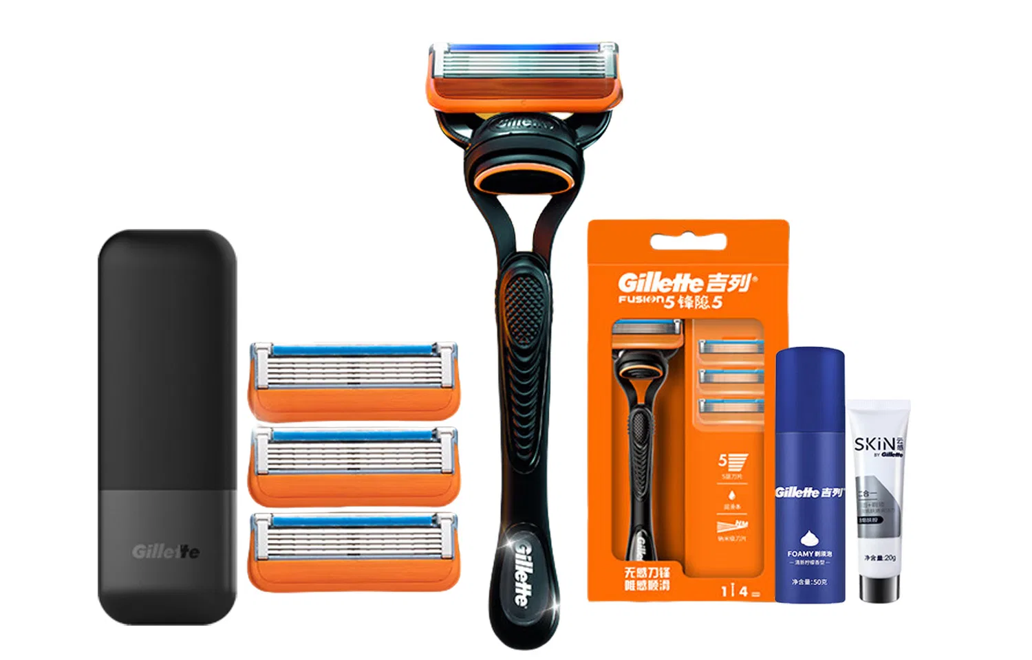 Мужской набор для бритья с 5 лезвиями, модель Stealth Speed 5, Gillette, Black