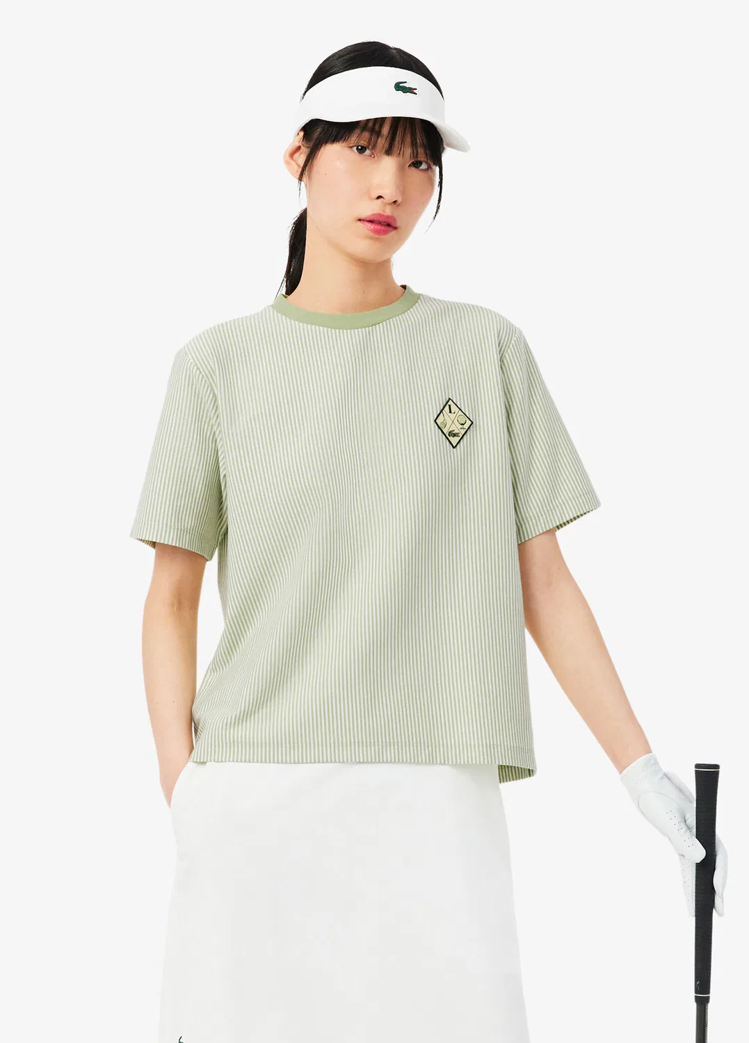 Футболка Lacoste, черный, полосатый дизайн, с логотипом гольфа — фото 2