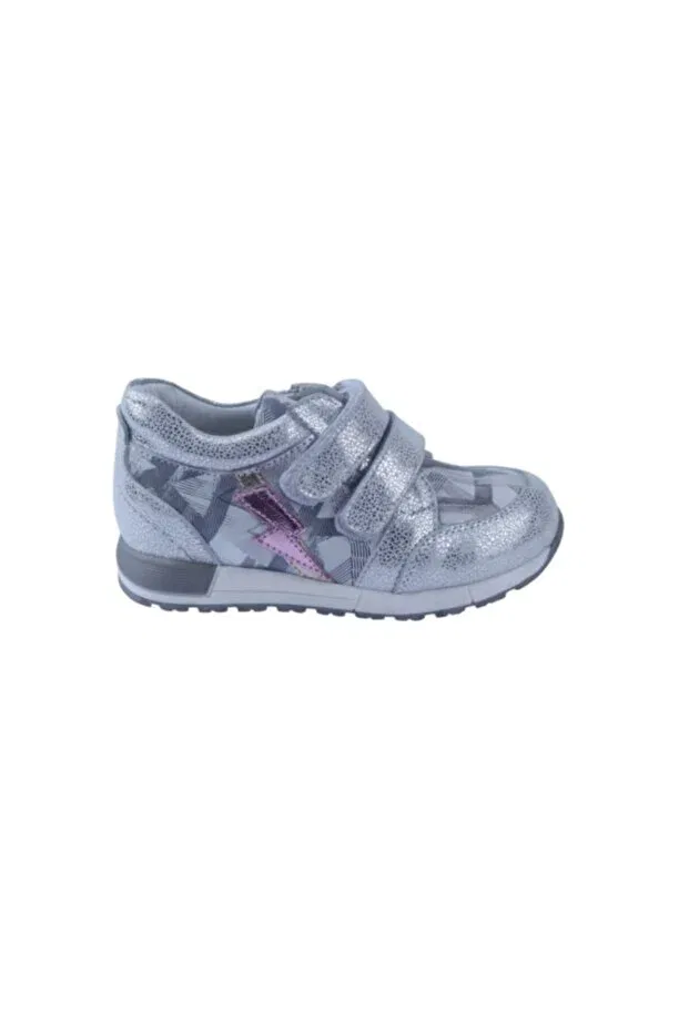 Детские туфли для девочек кожаные Angelokids, Silver — фото 2