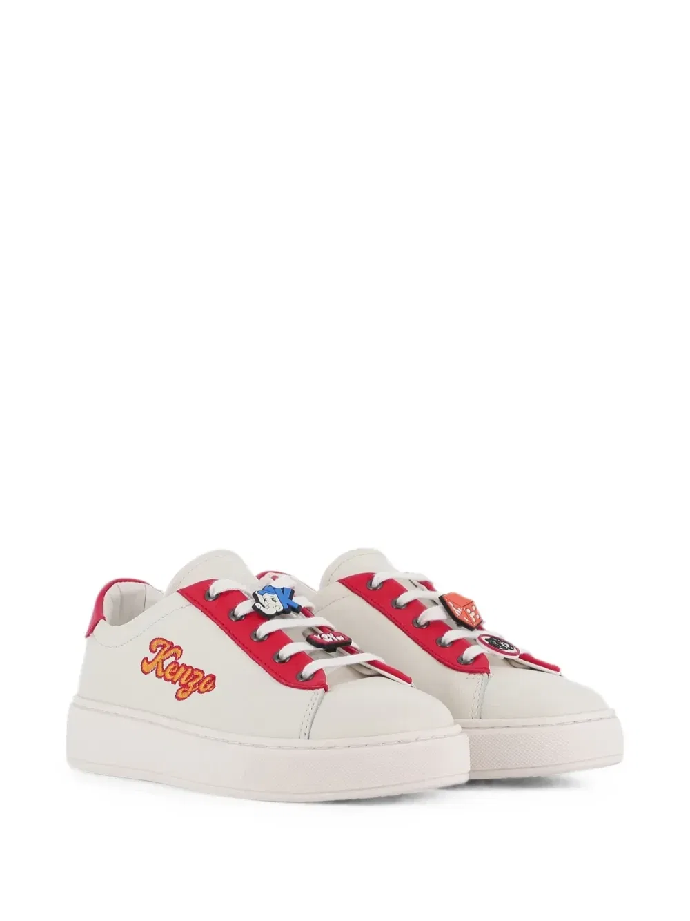 Кроссовки с вышитым логотипом Kenzo Kids, бежевый