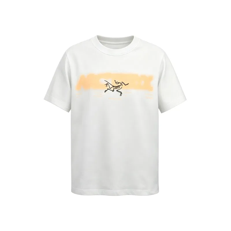 Женская футболка с круглым вырезом прямого кроя Arcteryx, Цвет Ivory White/Fireworks Orange/White Light/Luminary