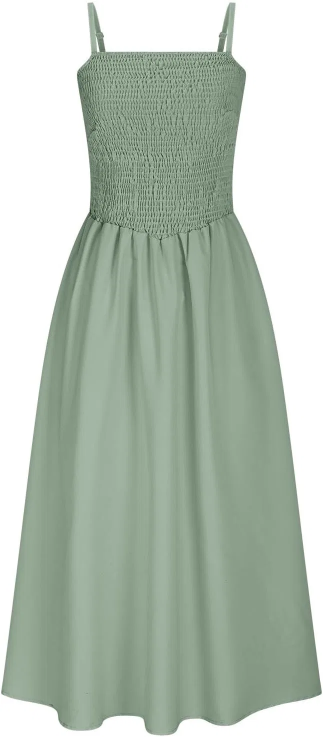 Женское летнее платье миди на бретелях с квадратным вырезом, Mint Green — фото 4