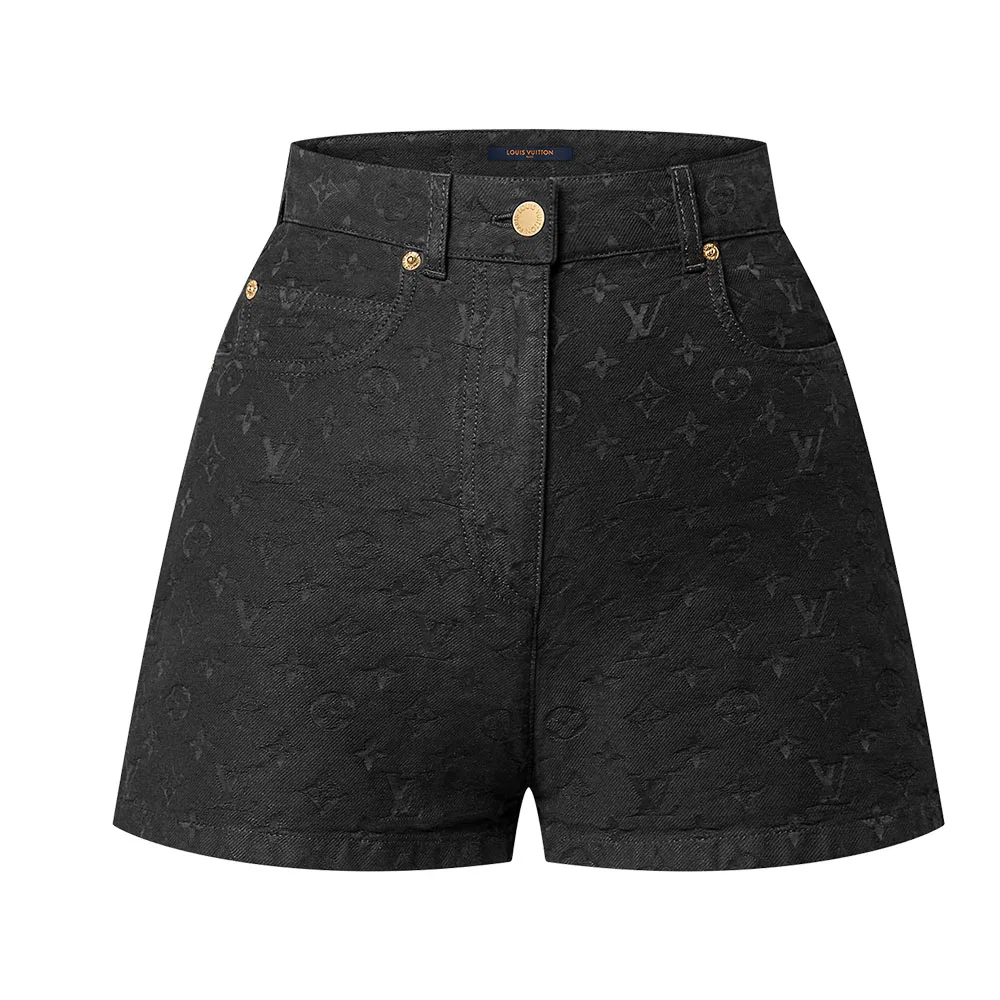 Женские джинсовые шорты с монограммой-жаккардом LOUIS VUITTON, Black