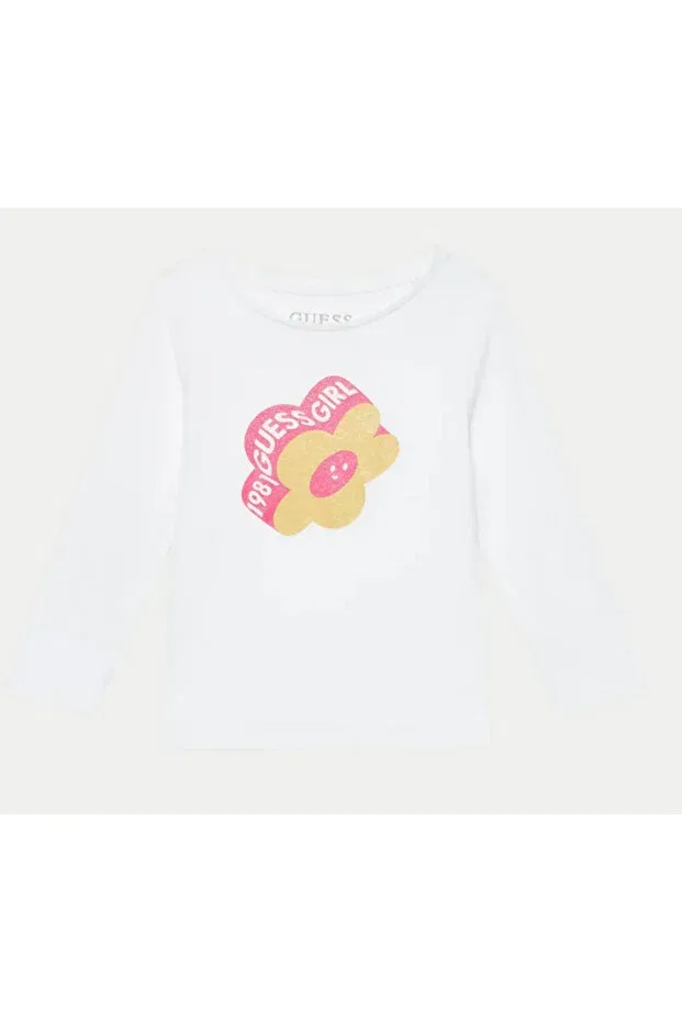 Детское для девочек свитшот с длинным рукавом Guess, White
