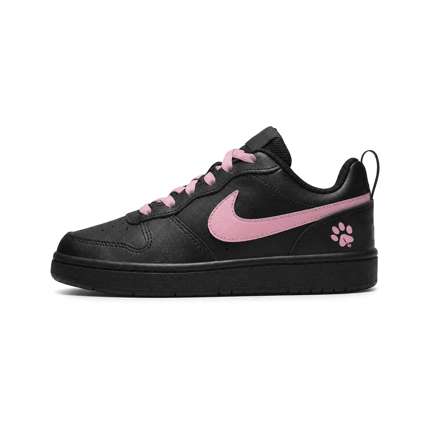 Детские кроссовки для девочек с принтом Nike Court Borough 2 Spade Pink Claw, Black