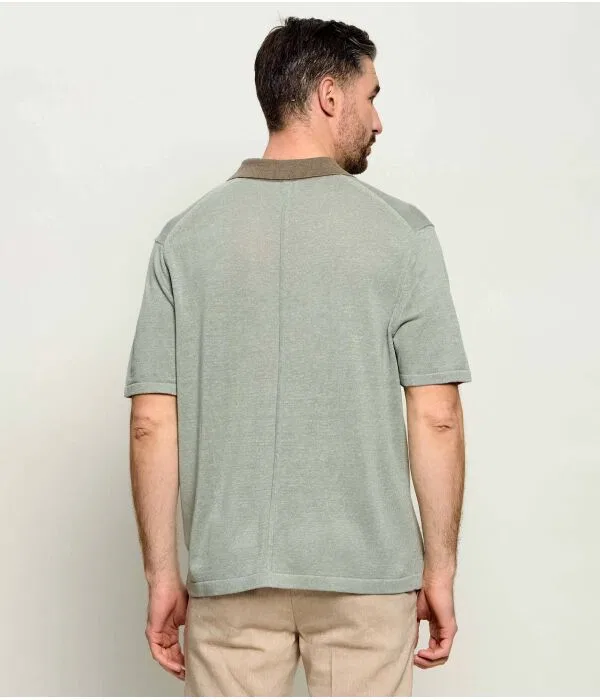 Мужское поло свободного кроя из льняной смеси Polo Johny Calvin Klein, Pistacchio — фото 3