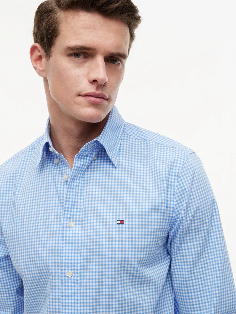 Рубашка на пуговицах TOMMY HILFIGER прямого кроя, цвет «Regular Fit Flex Gingham», светло-голубой — фото 2