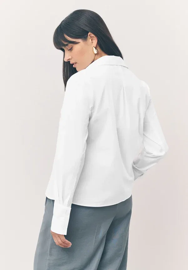 Блуза из полиэстера, хлопка и эластана Regular fit - stretch essential long sleeve 2 pack Next, белый — фото 4