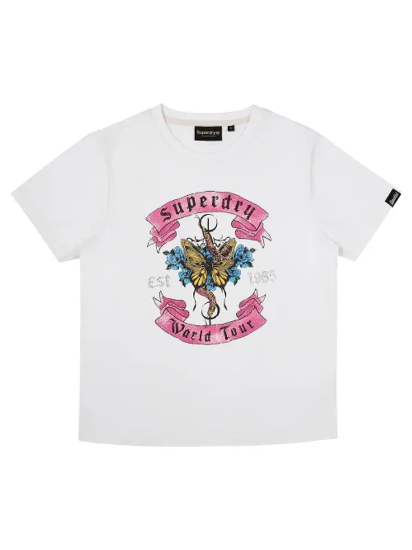 Футболка с тату-графикой, Superdry, белый