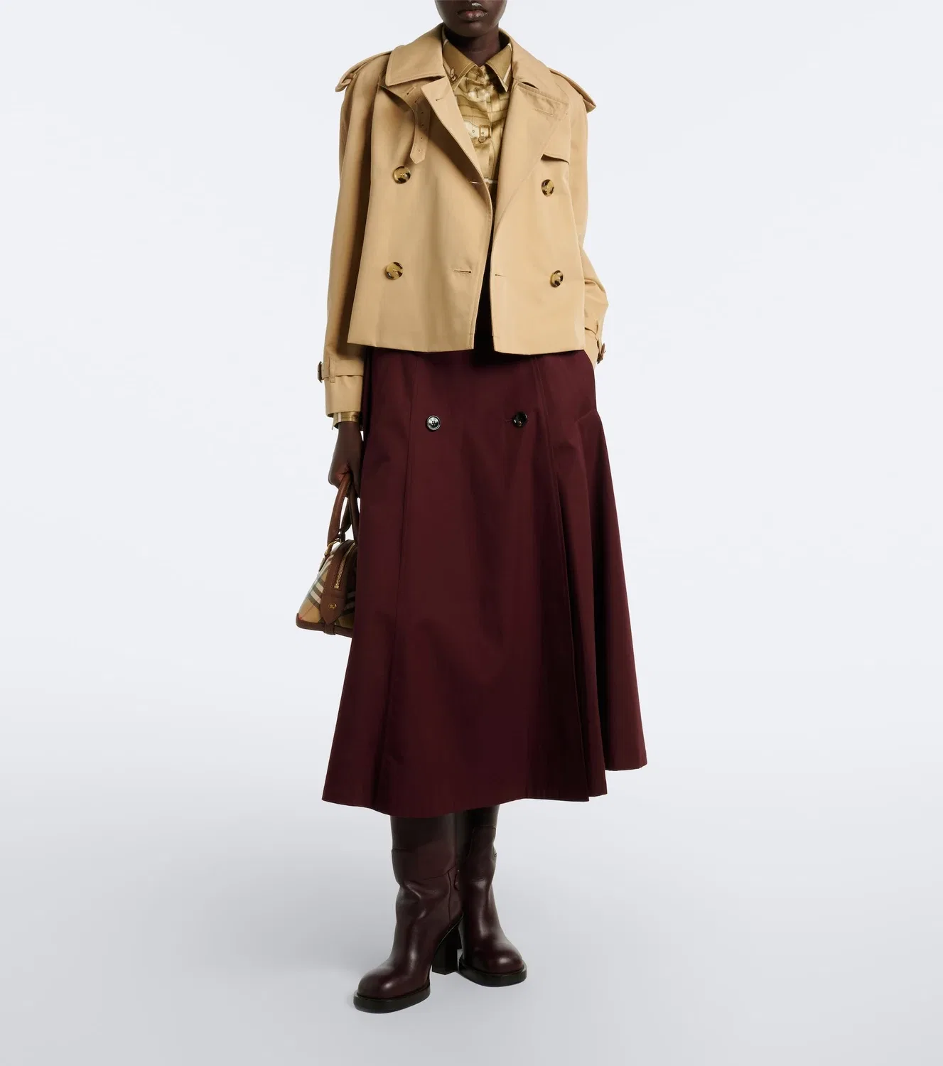 Юбка миди хлопковая Burberry, красный — фото 2