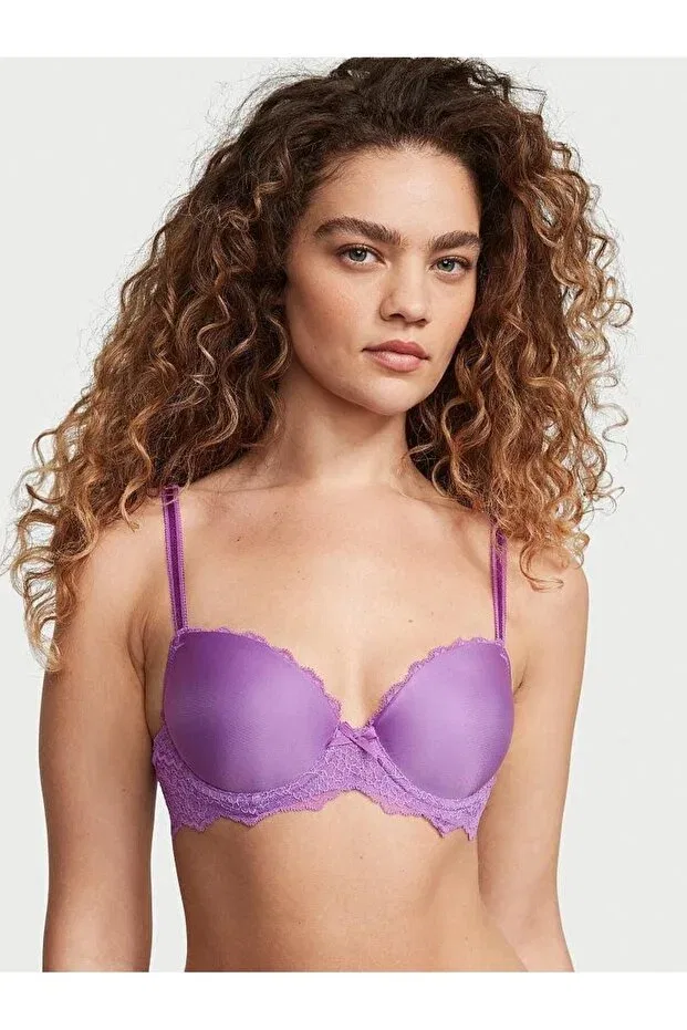 Женский бюстгальтер кружевной Dream Angels Light Support Lace Demi Bra Victoria'S Secret, Purple Wave — фото 2