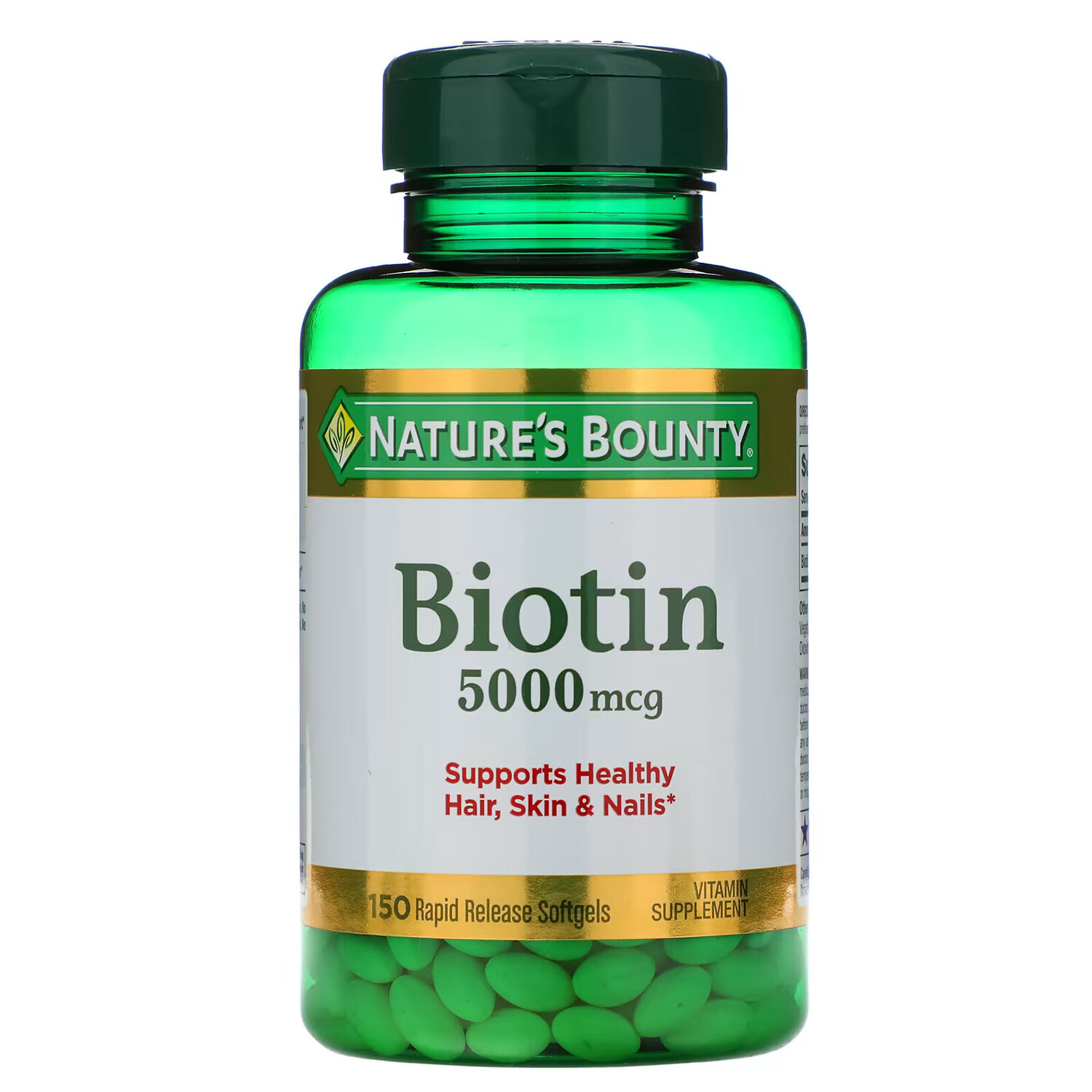 

Nature's Bounty, биотин, 5000 мг, 150 капсул с быстрым высвобождением