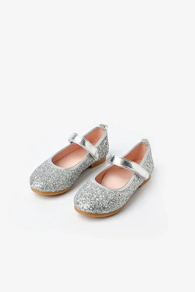Детские балетки для девочек с блестками Le Mabelle, Silver