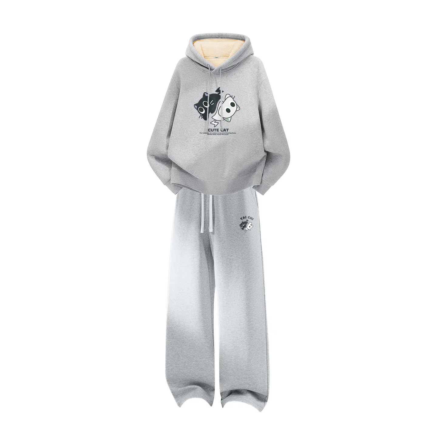 Детский комплект свитшотов 2 шт Ma Tai Chi Cat MINISO, Heather Gray