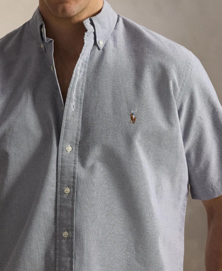 Мужская рубашка-оксфорд большого размера с клетчатым принтом Polo Ralph Lauren, Navy — фото 3
