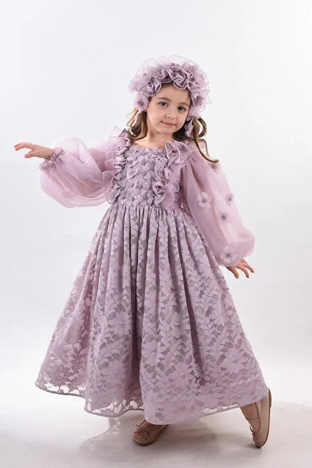 Детское платье для девочек с длинным рукавом Mialora, Lilac