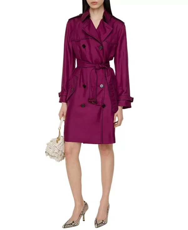 Женское пальто из шелка Foxfield Trench Burberry, Allium Purple