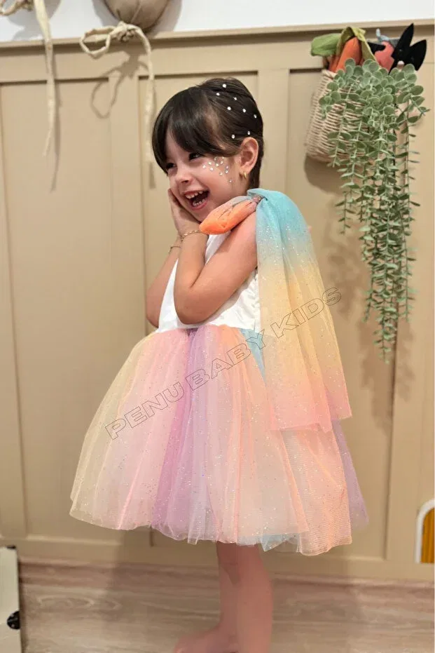 Детское платье для девочек с одним плечом Penu Baby Kids, White — фото 3