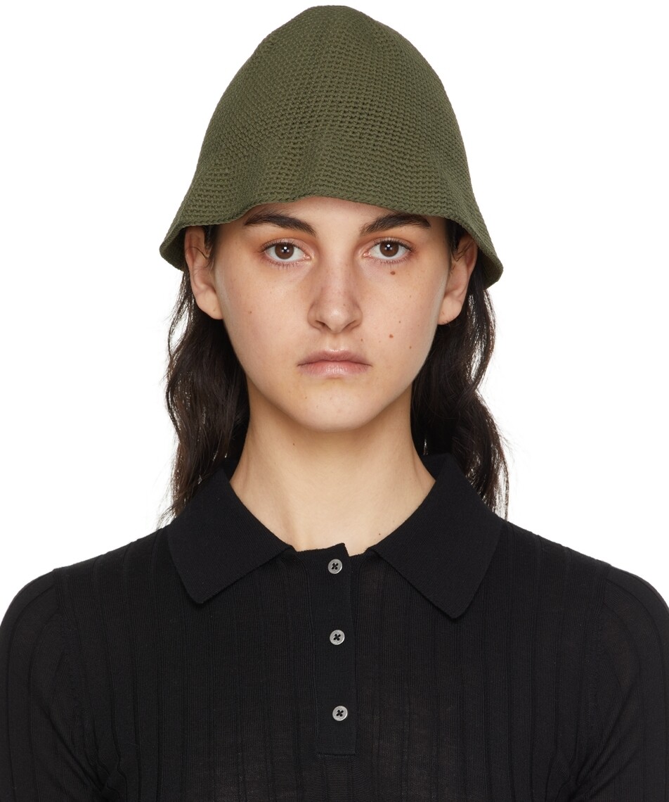 

Пляжная шапка цвета хаки крючком Dion Lee