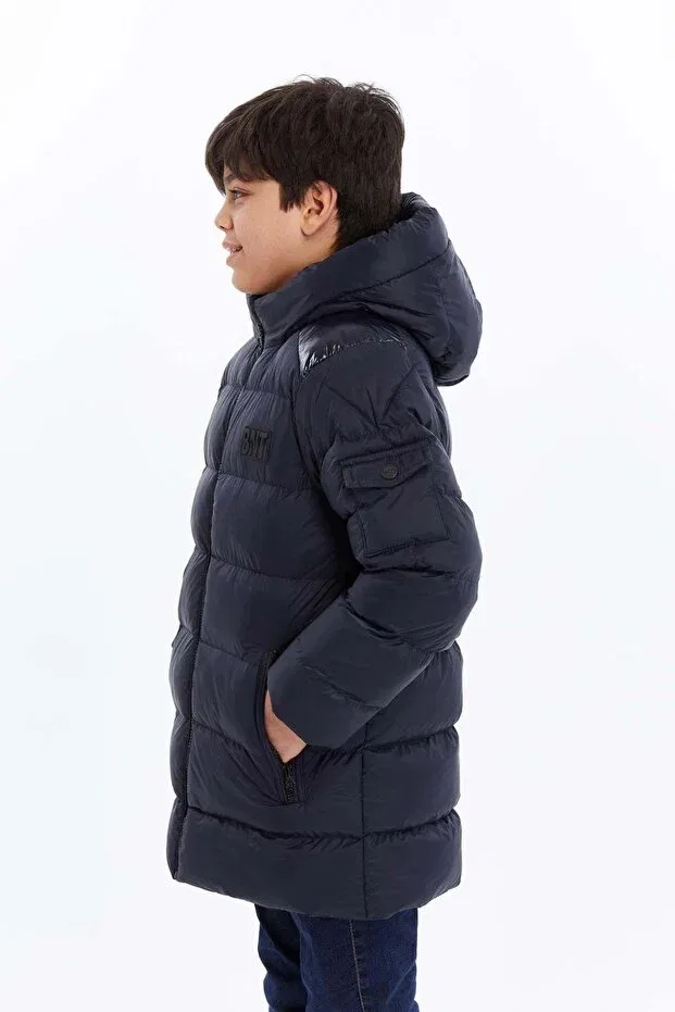 Детский пуховик для девочек с капюшоном Benitto Kids, Navy Blue — фото 3