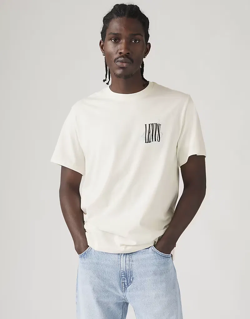 Футболка Levi's свободного кроя с графическим принтом, белая — фото 4
