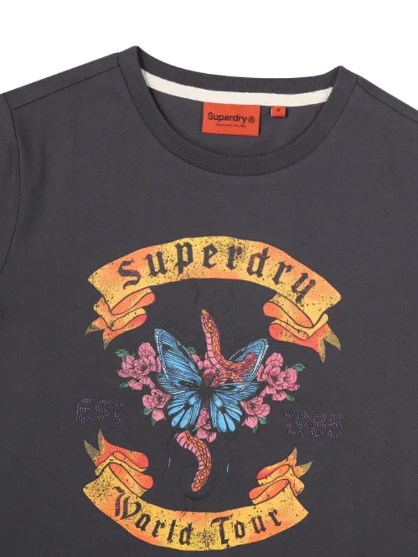 Футболка с тату-графикой, Superdry, темно-серый — фото 3